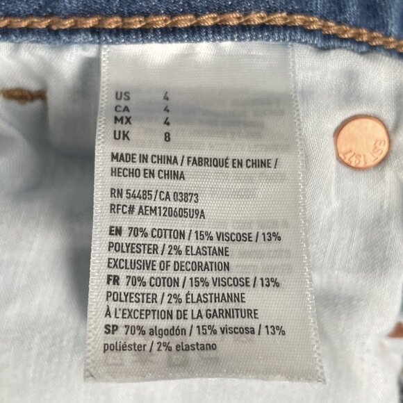 American Eagle Super Stretch Jean Shorts Womens 4 Blue Distressed Frayed Hem Y2K - Picture 8 of 8